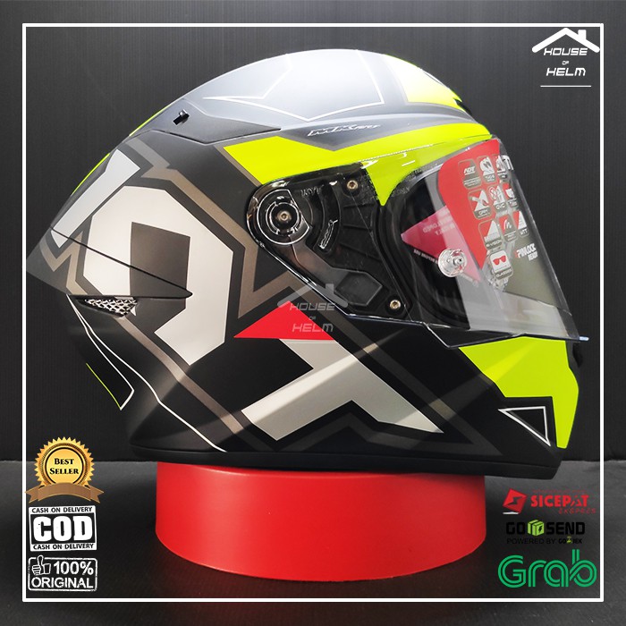 Helm Keren Fullface full face KYT TT Course Electron Matt Grey Yellow Elektron Yellow Grey yelow