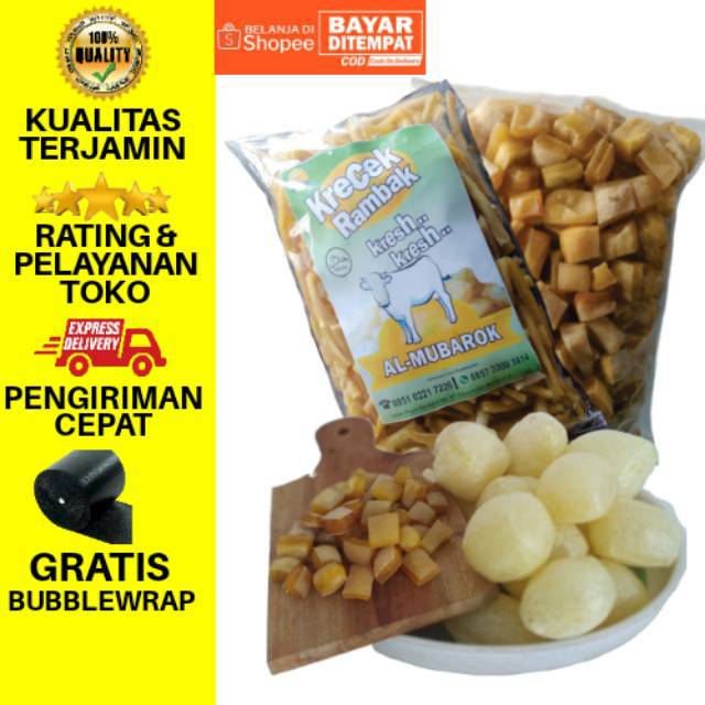 

(KOTAK/DADU) Krecek / Kerupuk Rambak Kulit Sapi / Kerupuk Dorokdok / Jangek Kulit Sapi (1 Kg)