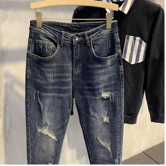 Stok Terbatas 【ootd】celana jeans pria celana panjang slimfit pria celana jeans pria sobek celana rip