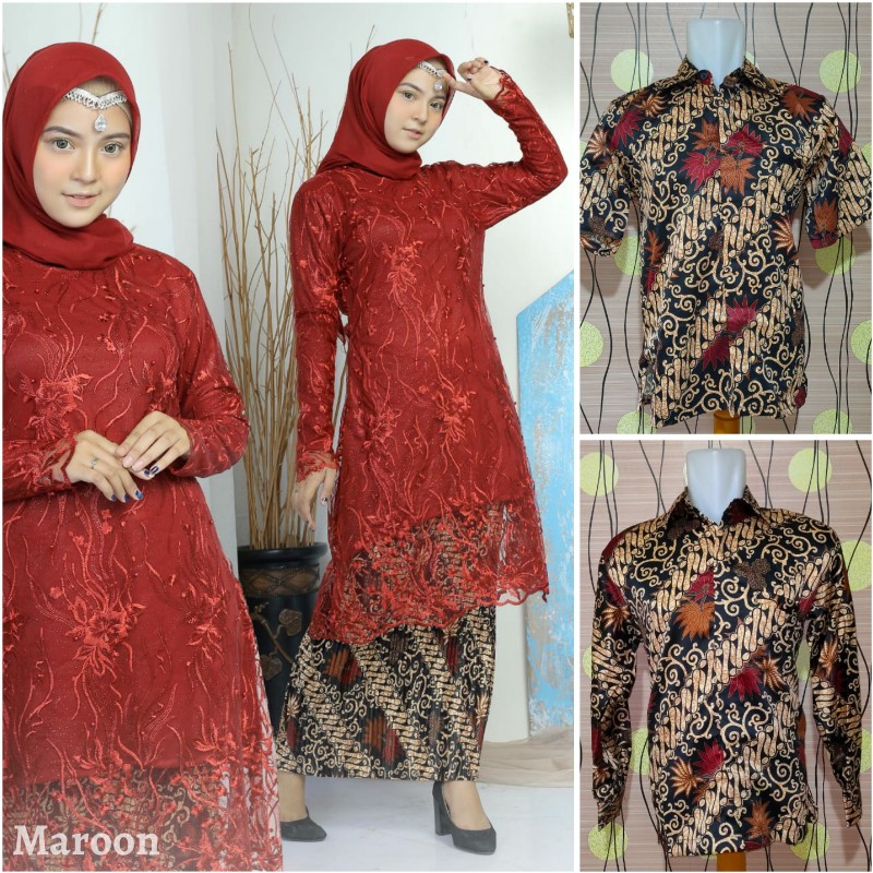 STELAN KEBAYA COUPLE TUNIK GAYATRI - BAJU KEBAYA OUTFIT PESTA  - COUPLE KEBAYA MODERN KEKINIAN