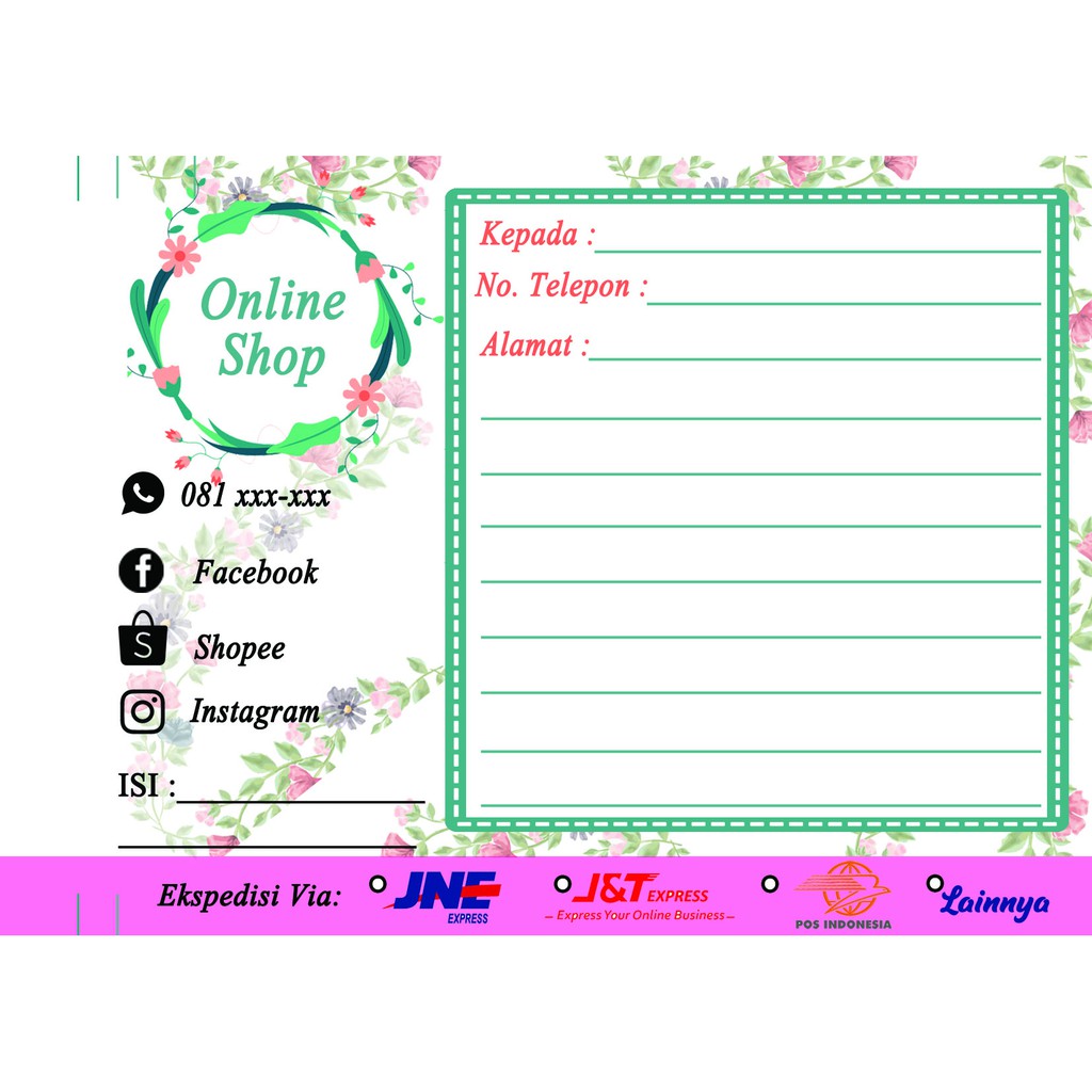 Nota Pengiriman Flower Label Pengiriman Pastel Pengiriman Olshop Label Pengiriman Lucu Shopee Indonesia