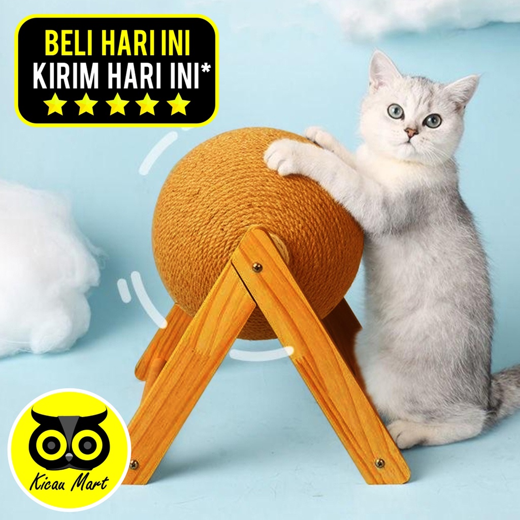 Mainan Kucing Cat Scratcher Papan Garukan Bola Putar Pengasah Cakar Kucing Bola Tali Toys Kitten Sisal Rope Balls Board Grinding Papan Cakaran Kucing Bola Tali Tambang Mainan Kucing