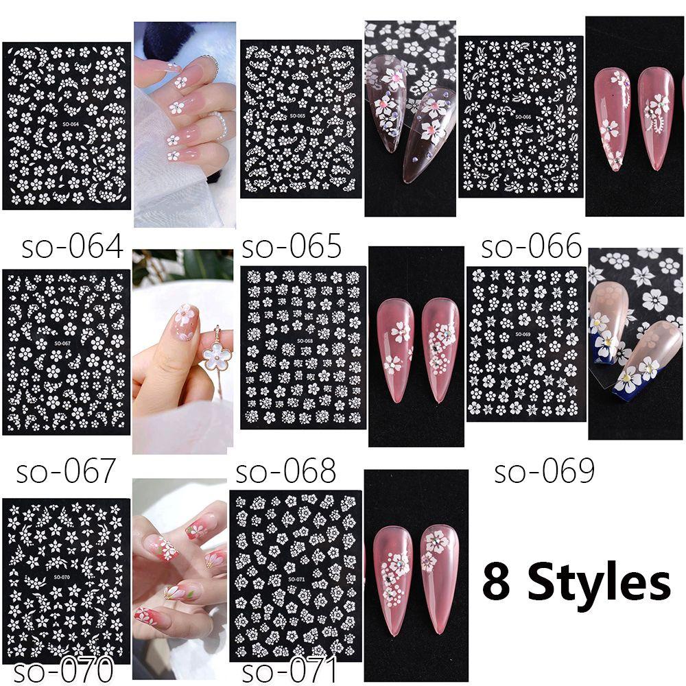 Preva Stiker Kuku Nail Art Dekorasi Slider Decals Perekat Putih