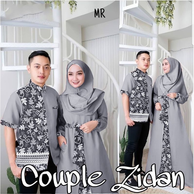 CP ZIDAN BATIK, COUPLE PASANGAN, MOSCREPE, GAMIS HIJAB MUSLIM, MAXY DRESS, 2 UKURAN