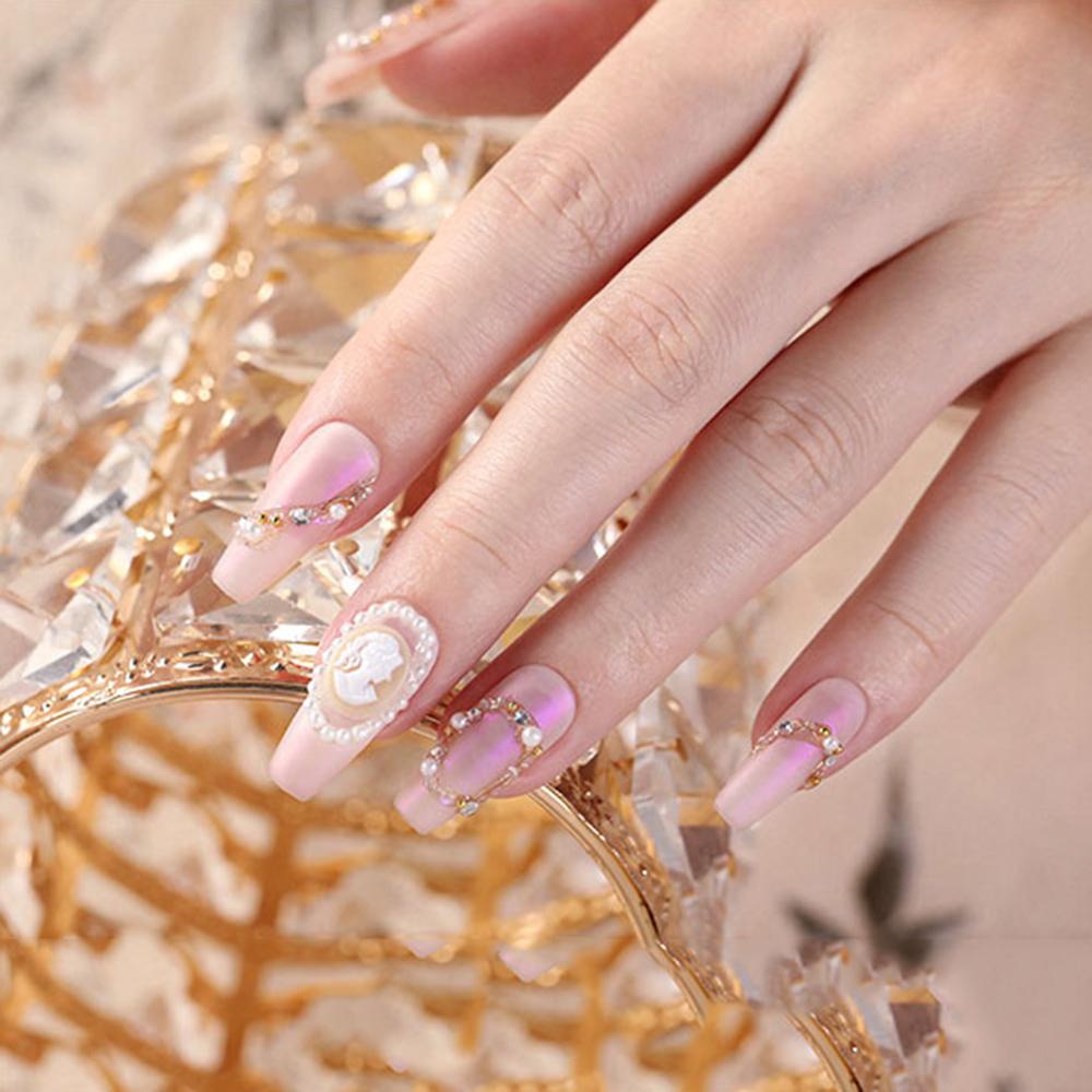 AUGUSTINA Agustina 3D Nail Art Dekorasi Retroe Resin Mutiara Lady Head Desain Campur Vintage Nail Rhinestones