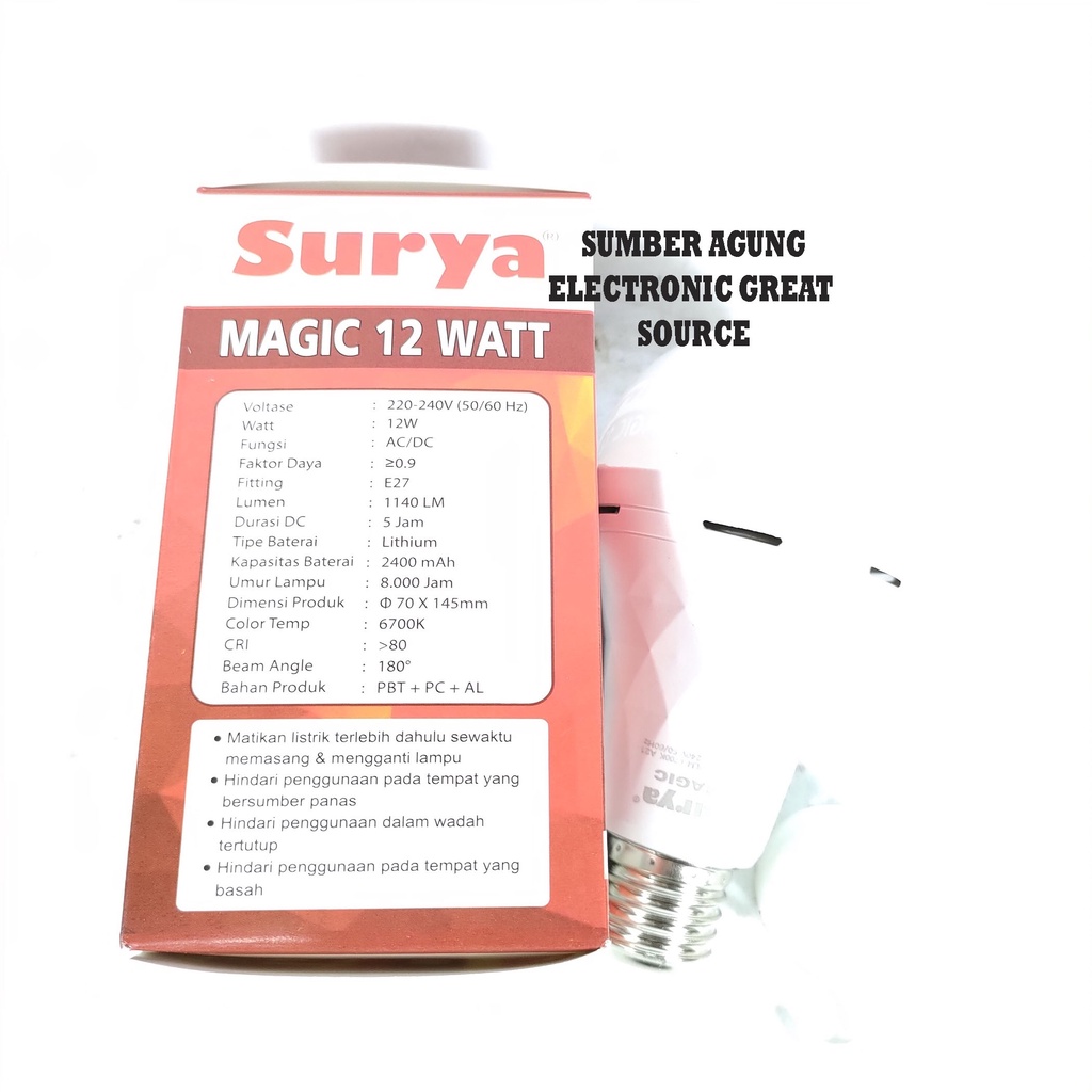Surya Magic 12W 12 Watt Lampu Darurat AC DC Emergency Mati Lampu