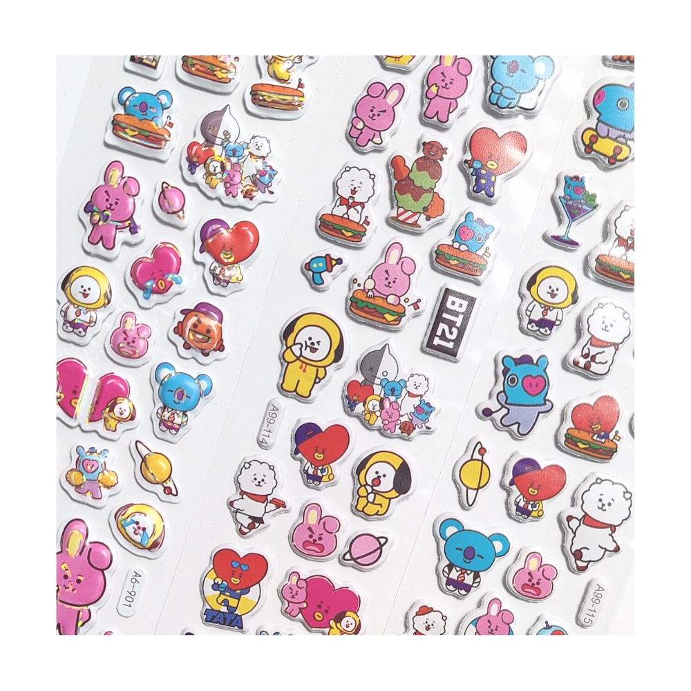STICKER BT21 DECO TIMBUL 3D KARAKTER BTS VAN RJ MANG COOKY SHOOKY TATA CHIMMY KOYA ITEM READY STOCK !!