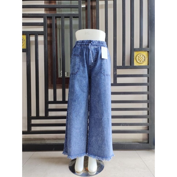 KULOT PINGGANG KARET KULOT SNOW RAWIS//KULOT JEANS HIGHWAIST WANITA TERBARU JI