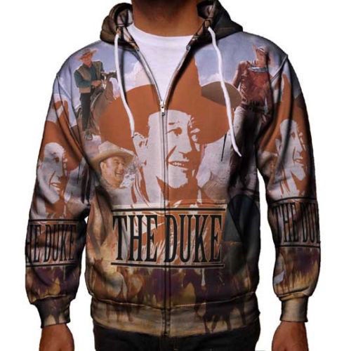 Jaket Hoodie Zipper Fullprint John Wayne Memories THE DUKE Bahan Polyester Jersey [Hoodie Dengan Rit
