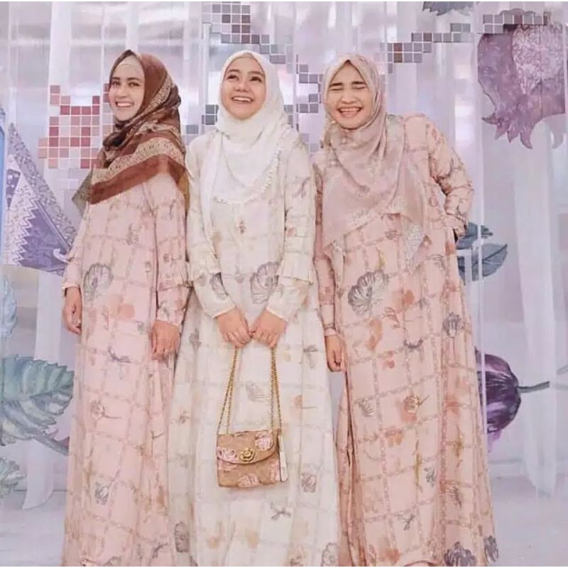 Gamis dress panjang long dress look like ria miranda flower premium