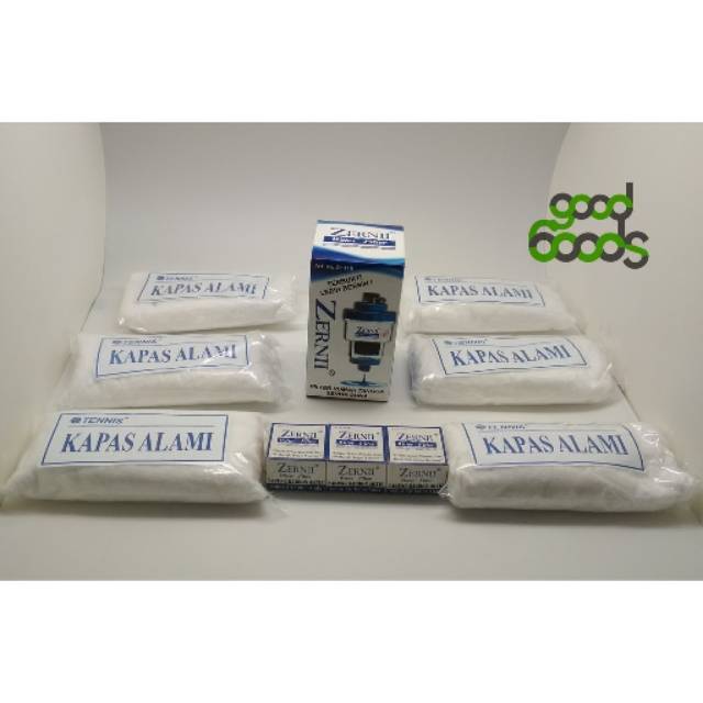 ZERNII Filter Air 1 pcs + Refil Karbon Aktif 3 pcs + Kapas Alami 6 pcs