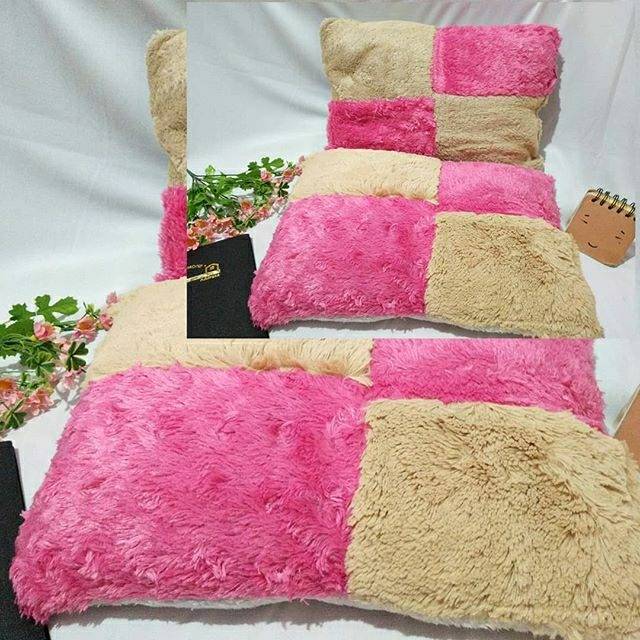 Bantal Bulu Domba Rafsur Pinkcoklat Murah Shopee Indonesia