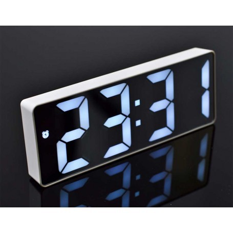 Jam Meja Digital Mini Led Weker Alarm Clock Mirror GH-0712 Putih