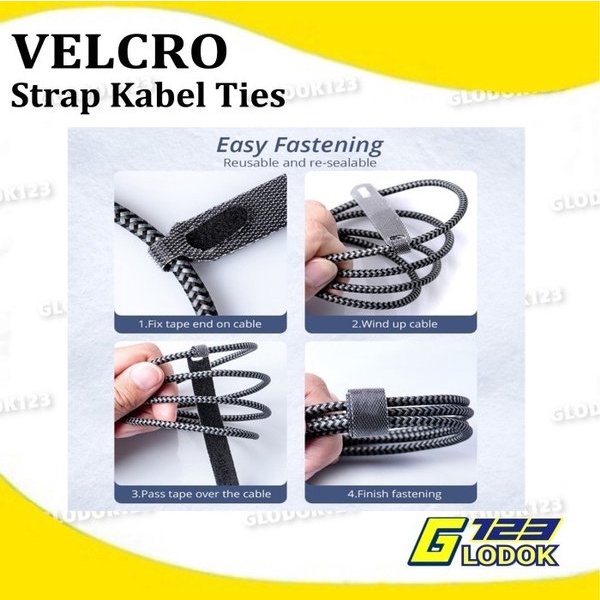 Velcro Cable Tie Tis Organizer Strap Pengikat Penjepit Tali Ikat Kabel