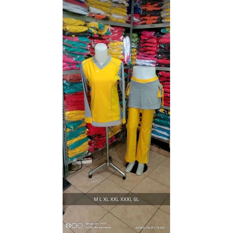 BAJU SENAM OLAHRAGA KUNING ABU