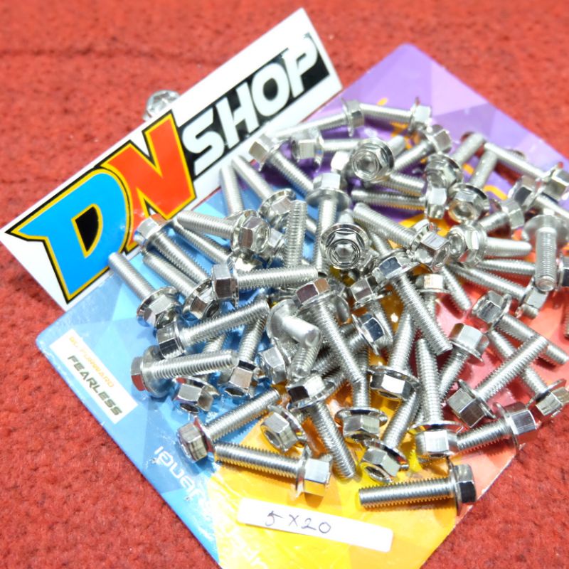 Probolt stainless 2 kunci M5x20 drat 8 panjang 20mm