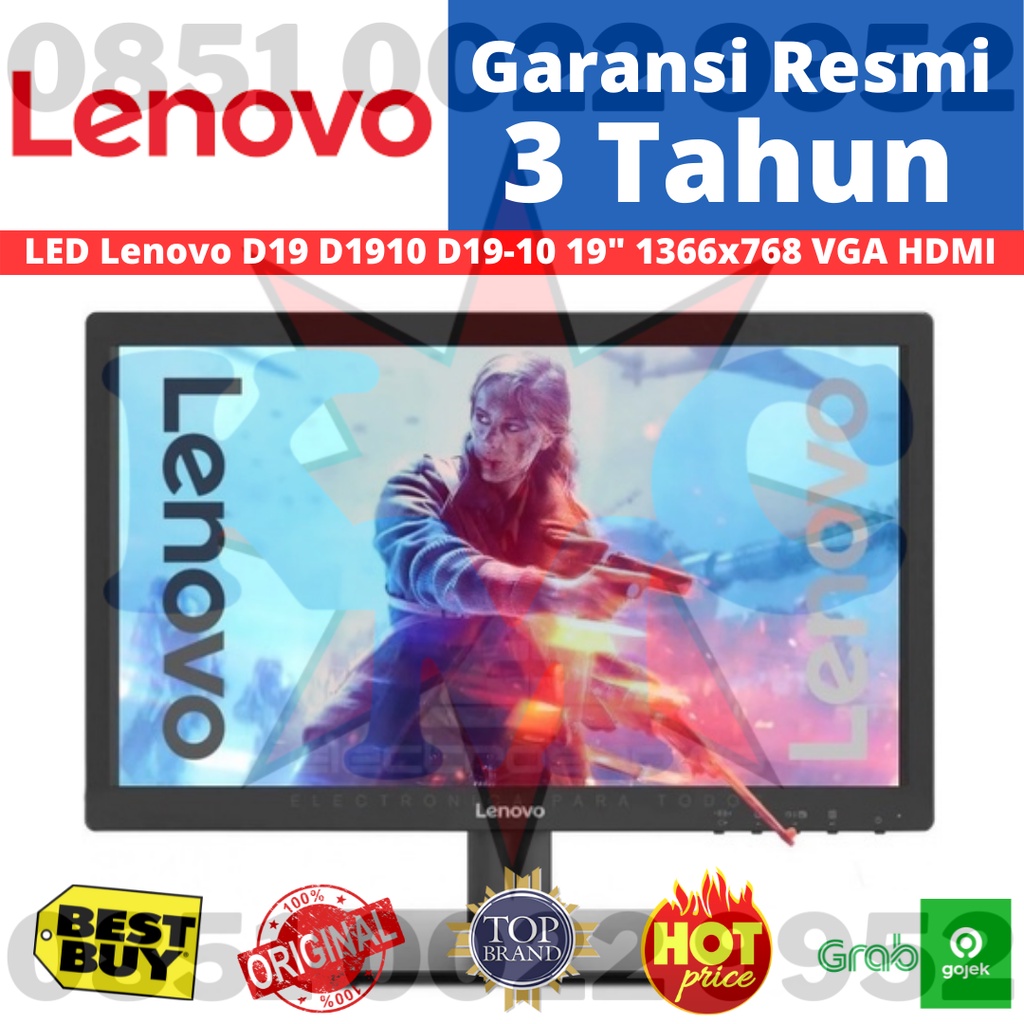 Monitor LED Lenovo D19 D1910 D19-10 19&quot; 1366x768 VGA HDMI