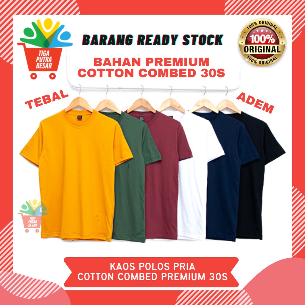 KAOS POLOS PREMIUM 100% KATUN COMBED 30S BERKUALITAS