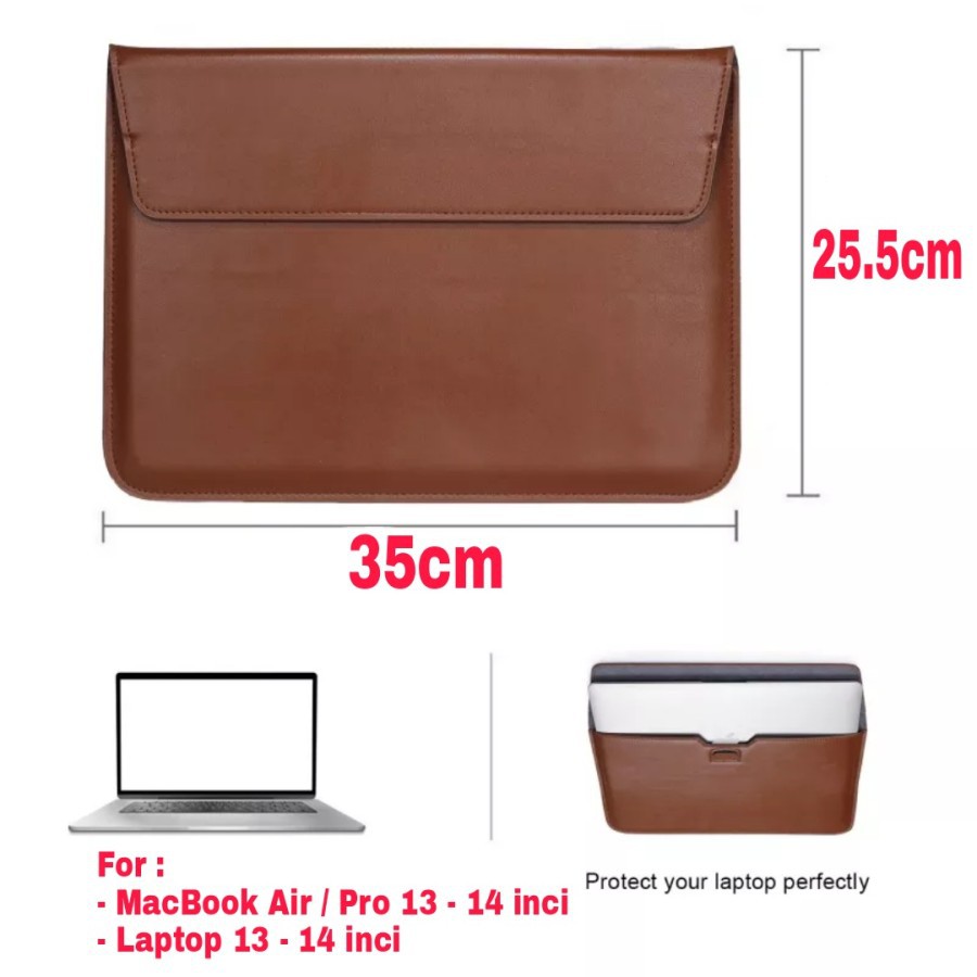 NA - Sarung Macbook Pro Air 13-14 inchi Tas Laptop Sleeve + Stand EBS13