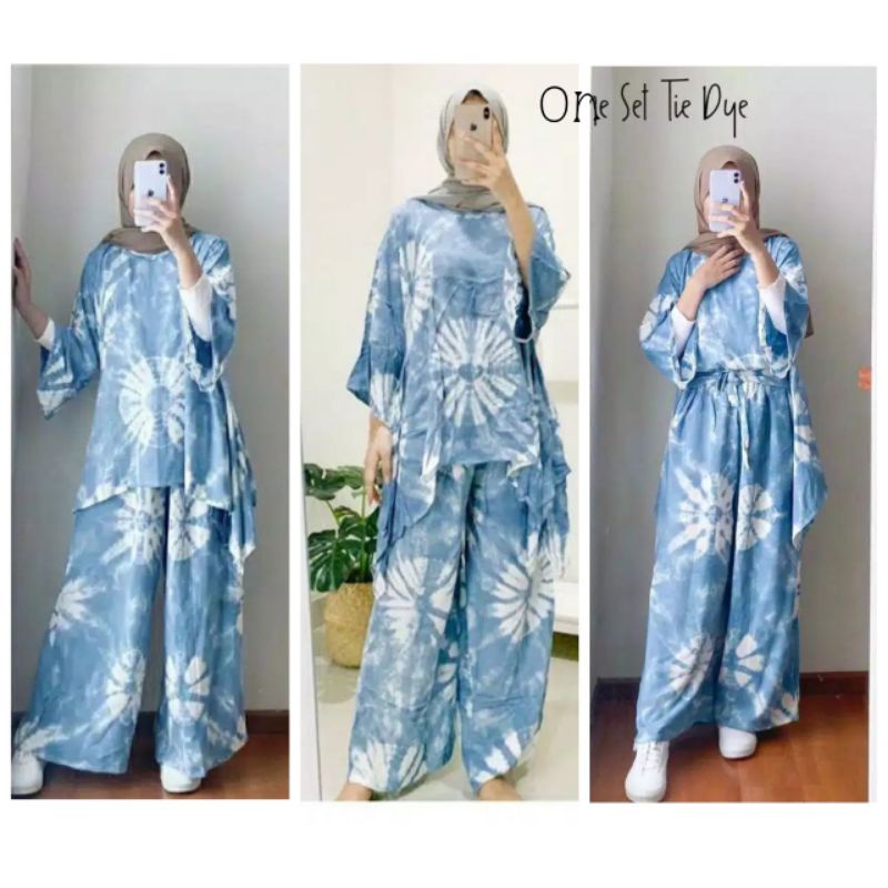 Setelan Wanita Kekinian Waka Jumbo One Set Rayon Shibori Baju Tidur Perempuan Dewasa Termurah