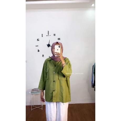 Nayla Shirt Kemeja Oversize Linen Cargo Wanita