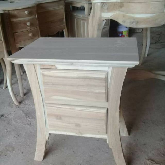 Meja Nakas Bed Side Table Kayu Jati MENTAH Jujur Barokah Furniture Jepara