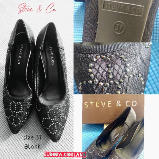 Steve & Co brukat black shoes sz 37