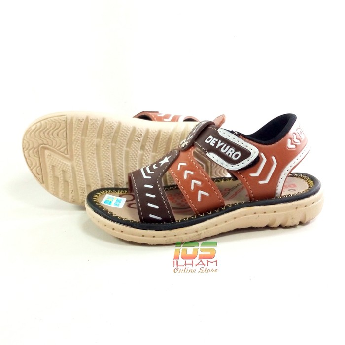 Deyuro D.02 Sandal Anak Laki-Laki Rekat Size 24-32 Coklat Krem