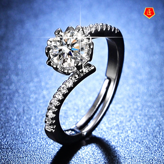 [Ready Stock]Women's Elegant Snowflake Diamond 1 Karat Moissanite Ring