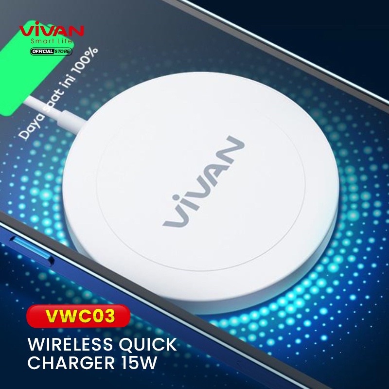 VIVAN Wireless Charger VWC03 Quick Charge 15W andorid android iPhone Garansi 1 Tahun