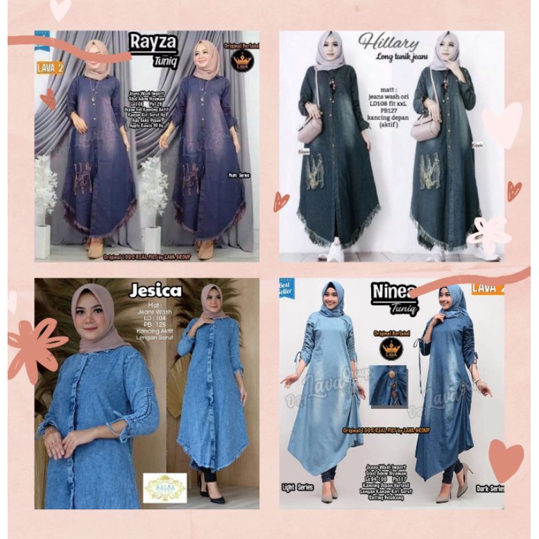 LONG TUNIK JEANS WANITA TERBARU  | TUNIK DENIM KEKINIAN | RAYZA/HILLARY/JESICA/NINEA