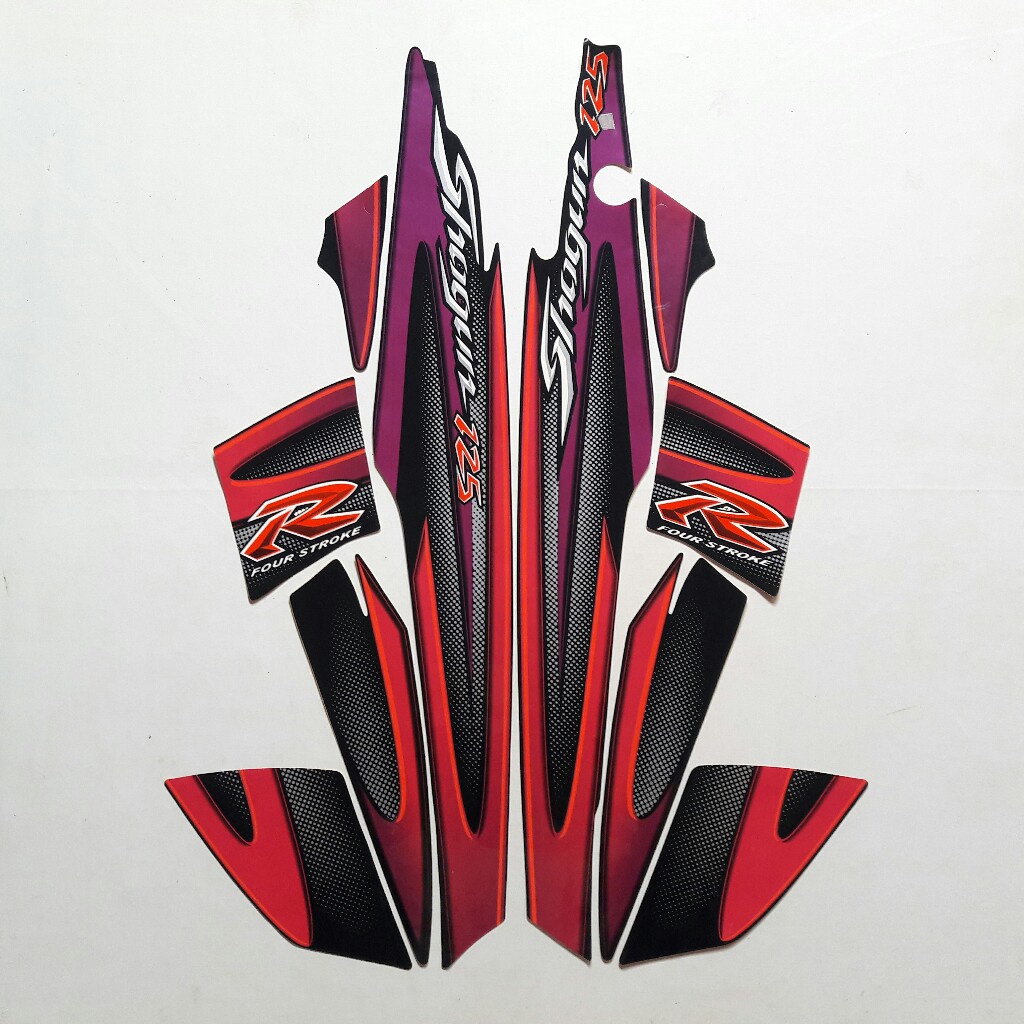 stiker striping bodi lis motor shogun 125r 2006 full hitam-ungu