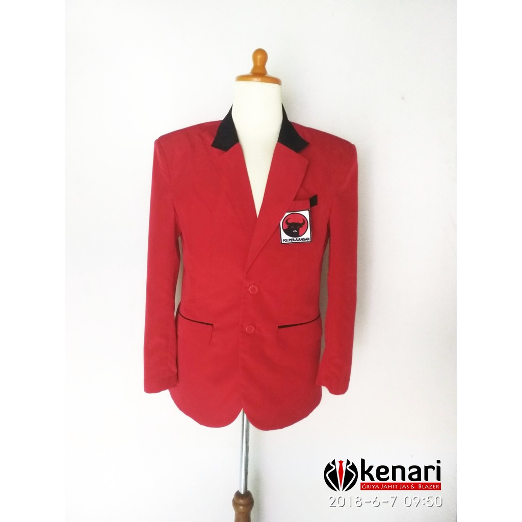 Jas Pria Dewasa Resmi PDIP Size S-XL Jas Partai PDIP Jas Merah Free Logo PDIP Jas Resmi Jas Partai