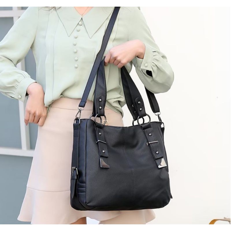 SKY - Tas Fashion Wanita Crossbody Desainer Perempuan Besar Kasual Tote PU Tas Kulit Tas Selempang