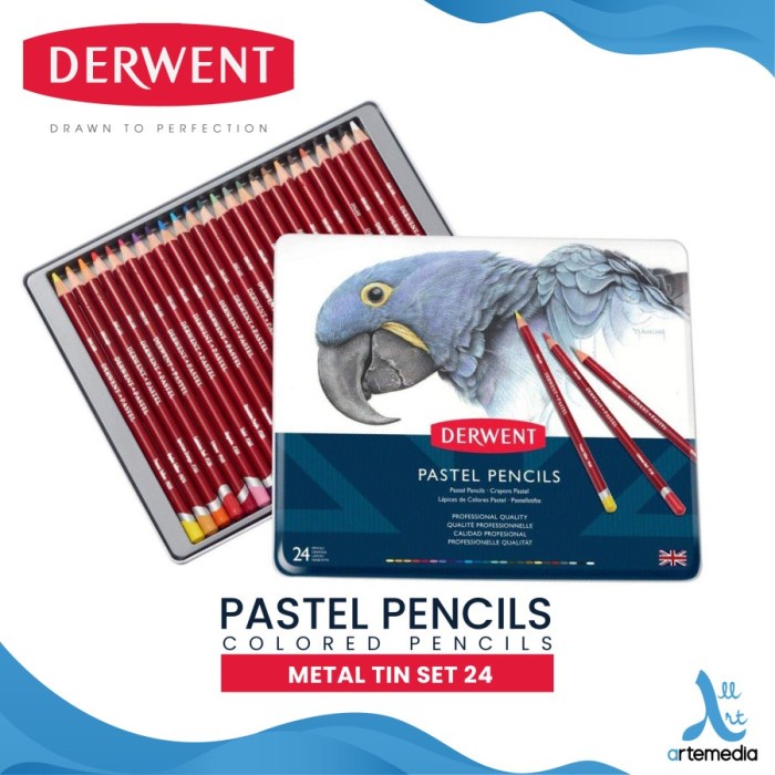 

(DISKON TERMURAH) Pensil Warna Derwent Pastel 24 Pencil Color Metal Tin Set - NEW COVER