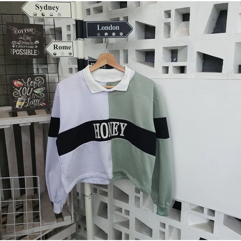 HONEY COLAR CROPE SWEATER - SWEATER CROOPE - CREWNECK TERBARU