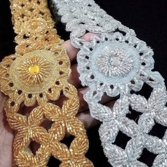 Renda Bordir Bunga Kombinasi Full Payet