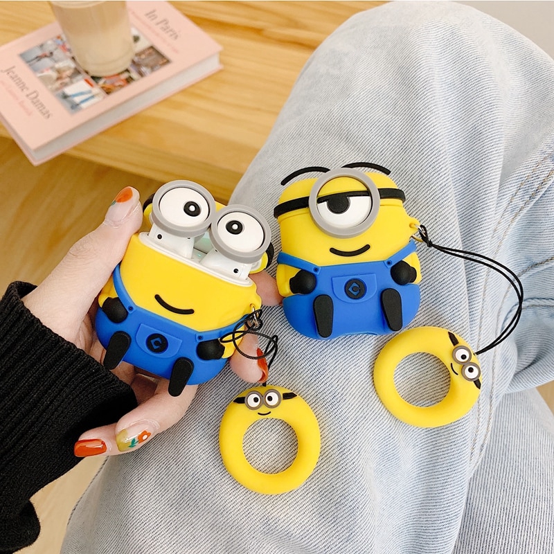 Cute Cartoon Little Yellow Man Airpods Case Wireless Bluetooth Silicone Earphone Case