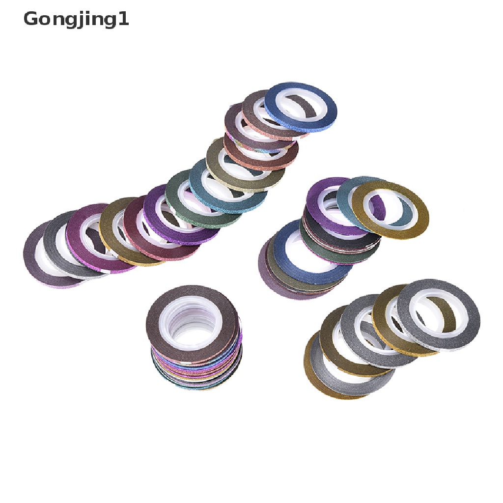 Gongjing1 14 Rol / set Stiker tape Garis 1 / 2 / 3mm Untuk Dekorasi nail art diy