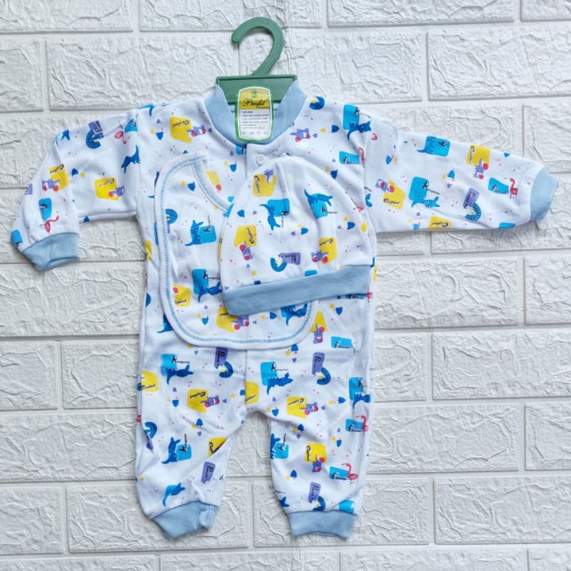 Sleepsuit set Topi dan Slaber umur 0-3 bulan Overall Baby New Born Jumper Panjang Bayi Halus SNI