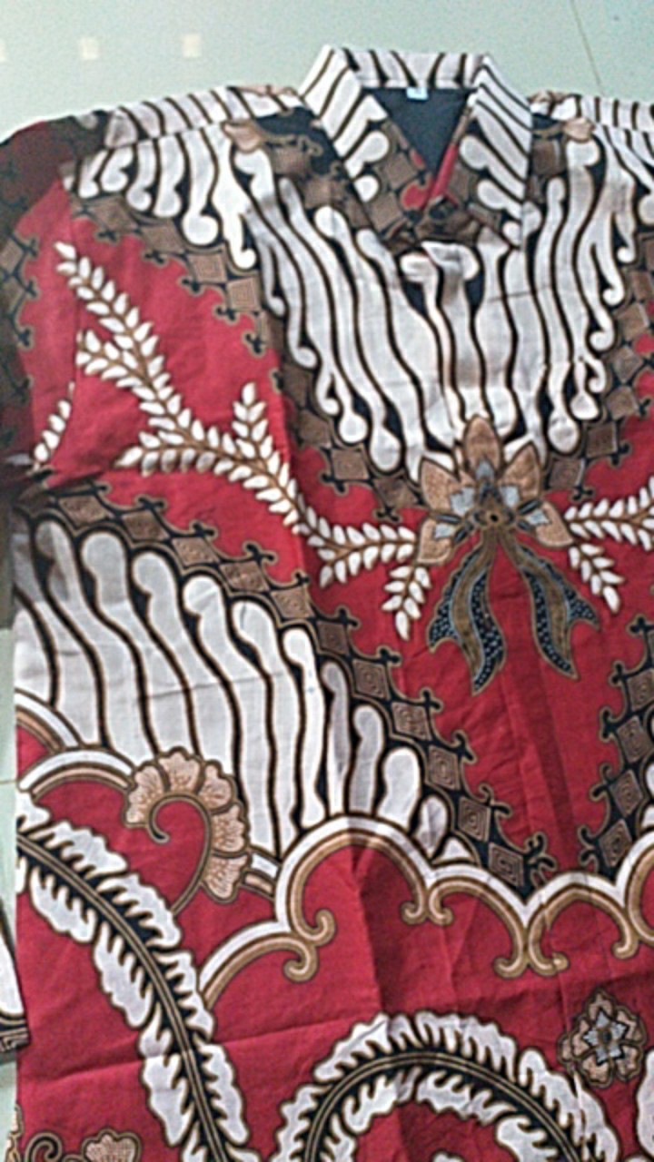 Tadakara Merah Kemeja Batik Pria Full Furing Bahan Katun Halus Baturaden