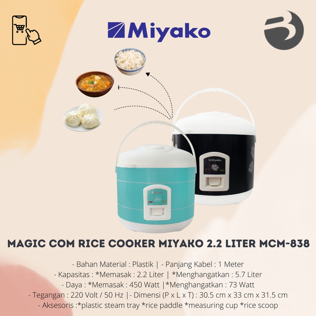 Magic Com Rice Cooker Miyako 2.2 Liter MCM-838 / MCM838