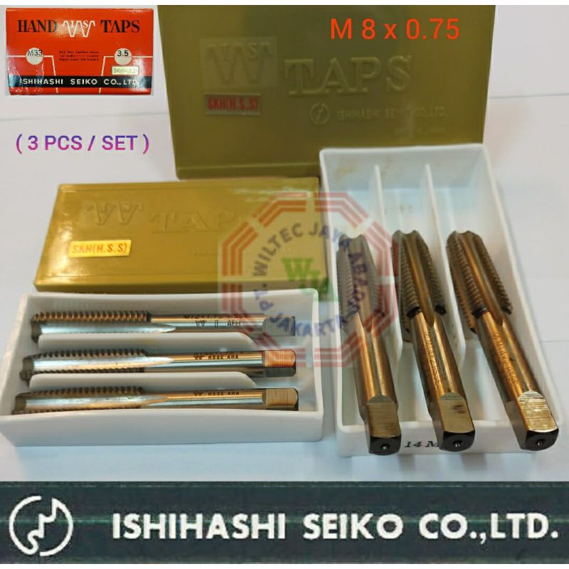 Hand Tap M8 x 0.75 HSS Merek ISHIHASHI SEIKO (Japan)