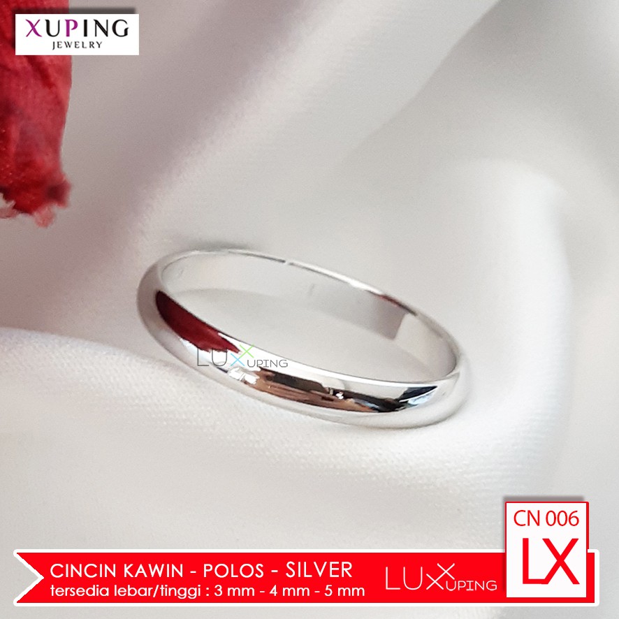 CN 006 Cincin Kawin Xuping Asli Wedding Ring Polos Tanpa Mata Gold Silver Unisex Laki Perempuan Cincin Pertunangan Luxx Xuping