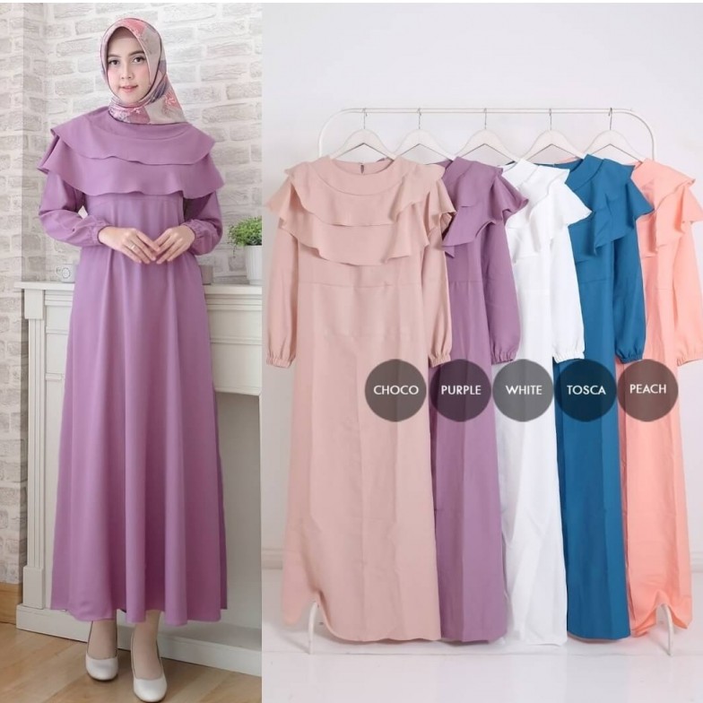 Baju Gamis Layer Cape Dress Remaja Wanita Terbaru Premium Murah Syari Pesta Shopee Indonesia