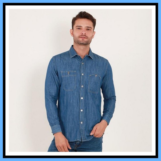 Emba Jeans Kemeja Motif Cloud Shirt Blue Edwin Jeans Kemeja Denim Jeans Ayako 02 Lengan Panjang -