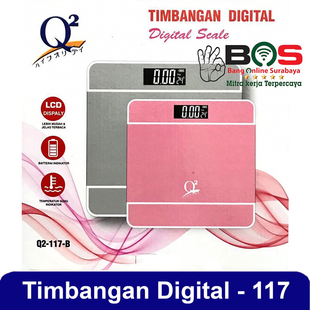 Timbangan Badan Digital Kaca Q2-117A Pengukur Berat Tubuh Q2 117A