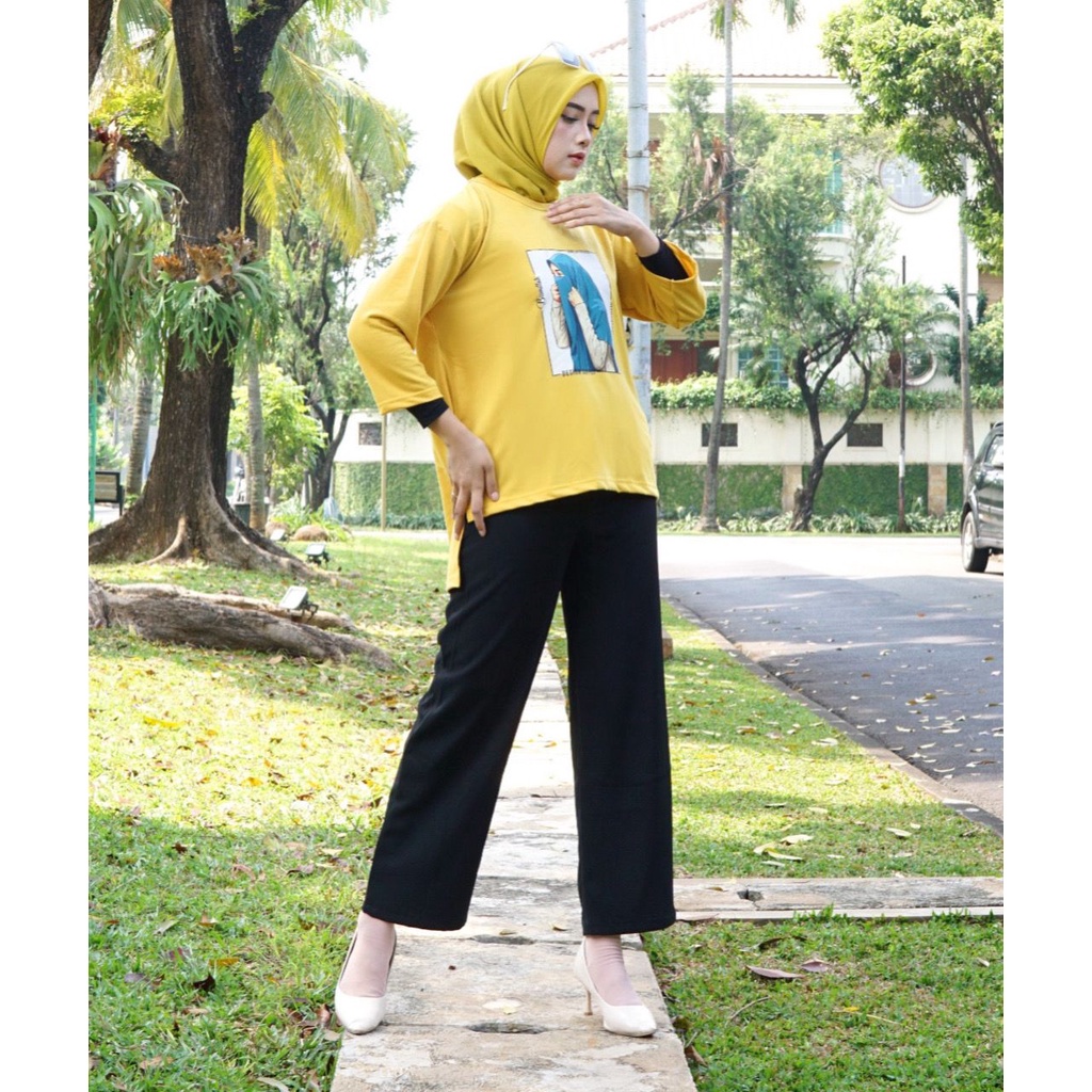 Tunik wanita Over Size hijab style terbaru 2022/Gambar sablon view DTF ((Direct Transfer Film}