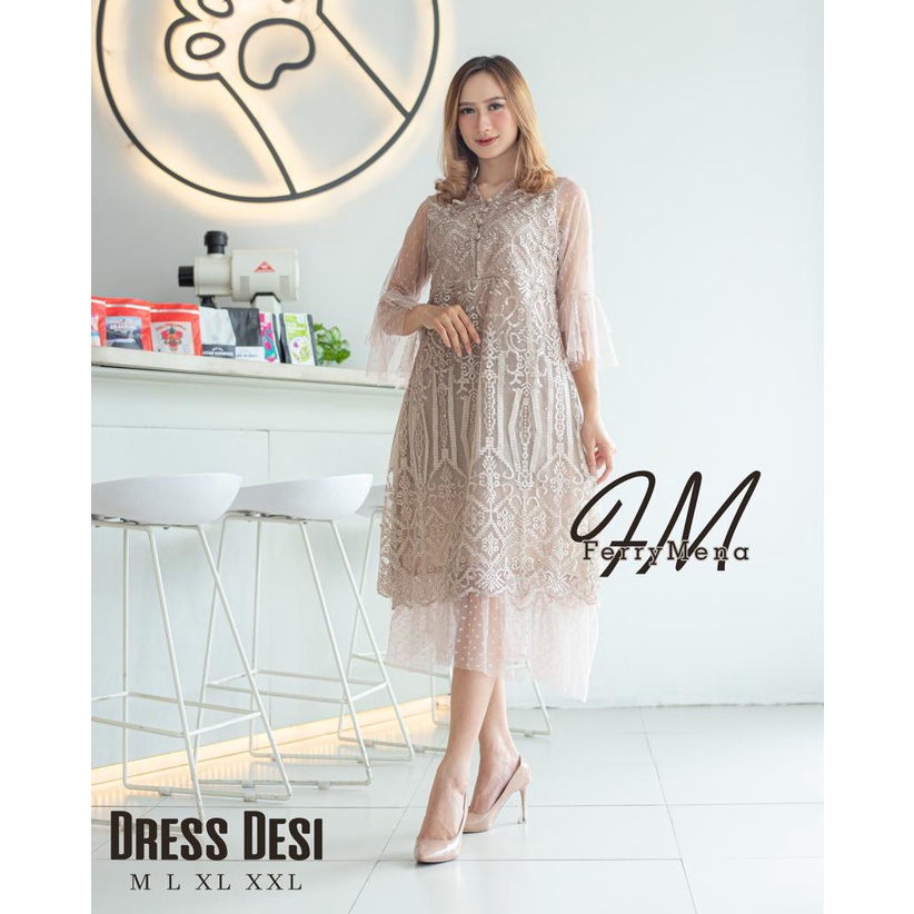 NEW  Dress Desi | Dress Pesta | Kebaya Tulle Sapto Mix dot | Kebaya Pesta | Kebaya Pendek