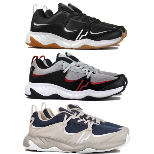 Sepatu Casual Sneakers Piero Quatro - Black Grey Beige Original